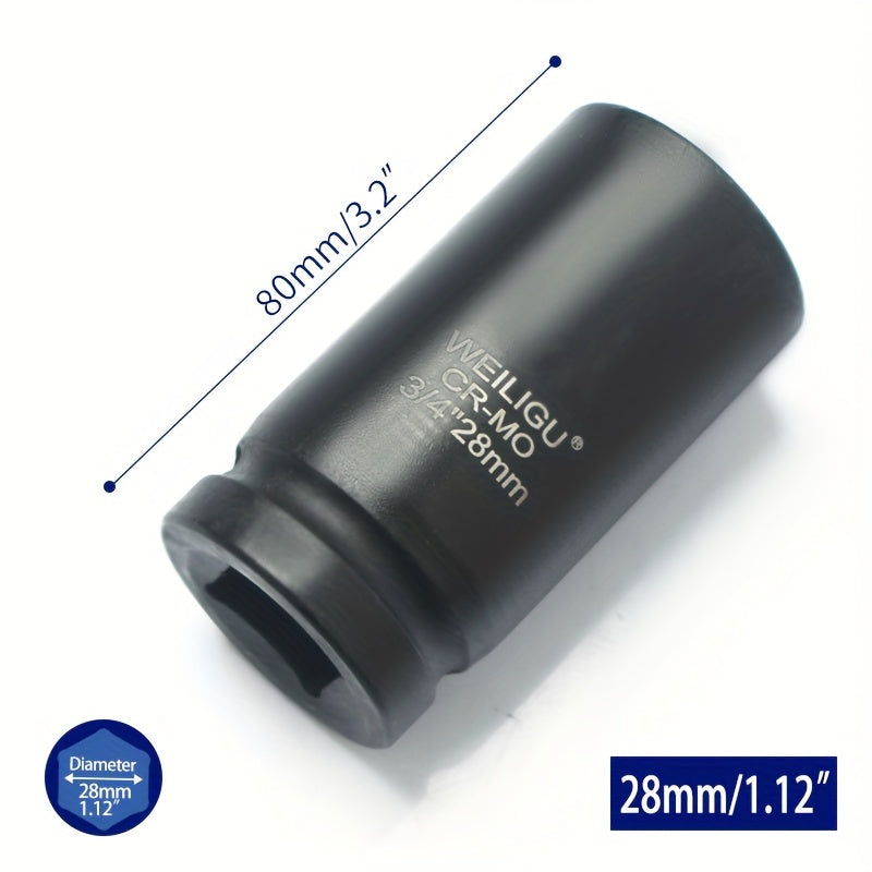 Тяжелая пневматическая головка-ключ 3/4 дюйма, средняя длина, хром-ванадий