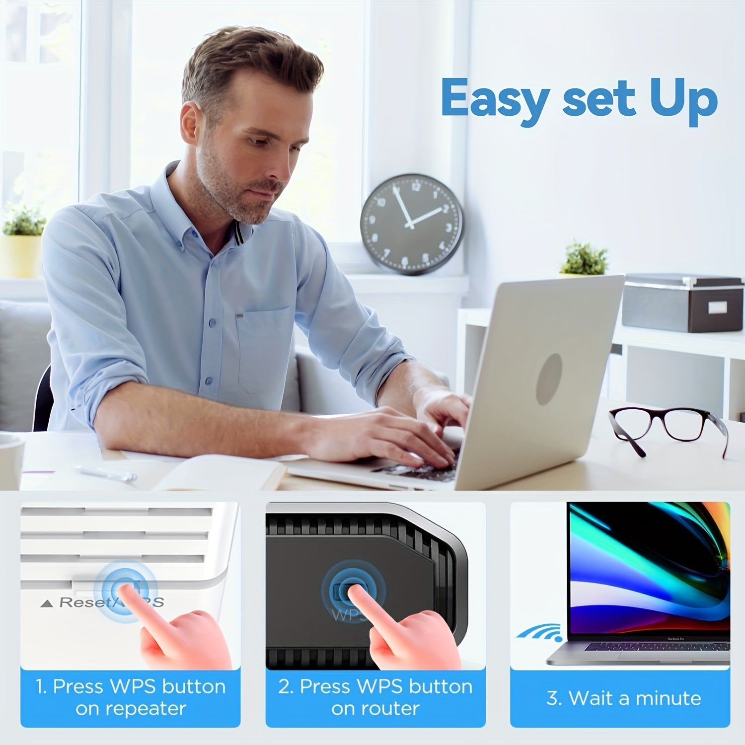 Ikki diapazonli Wi-Fi takrorlagichi, 1200 Mbps, uzoq masofa, 360° qamrov, Ethernet porti, 30+ qurilmalarni qo'llab-quvvatlaydi, uy va ofis tarmoqlari uchun ideal. 6 ta aqlli antennasi va ulash uchun oson foydalanish.