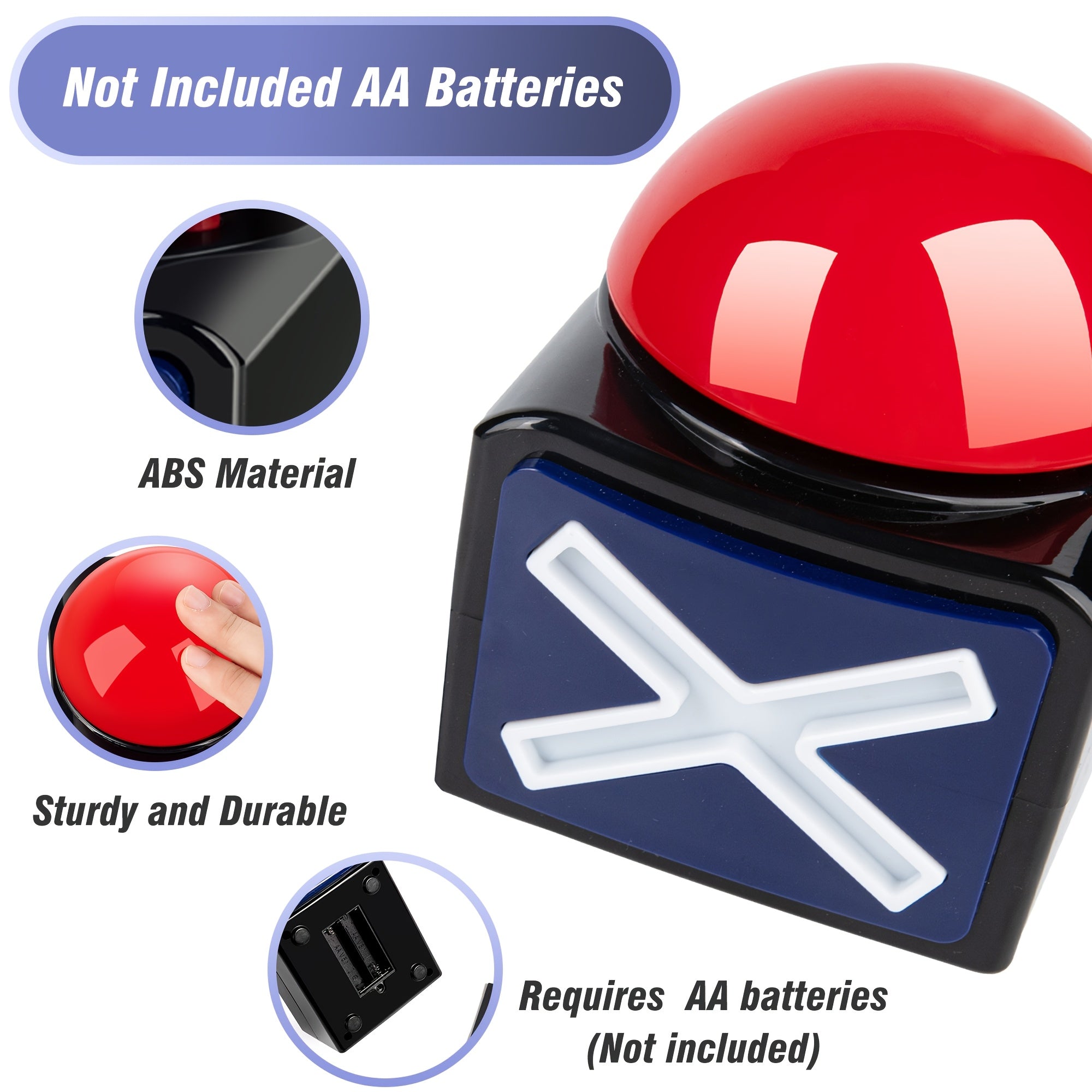 Black and Red Light-Up Buzzer for Trivia Games Classroom Activities