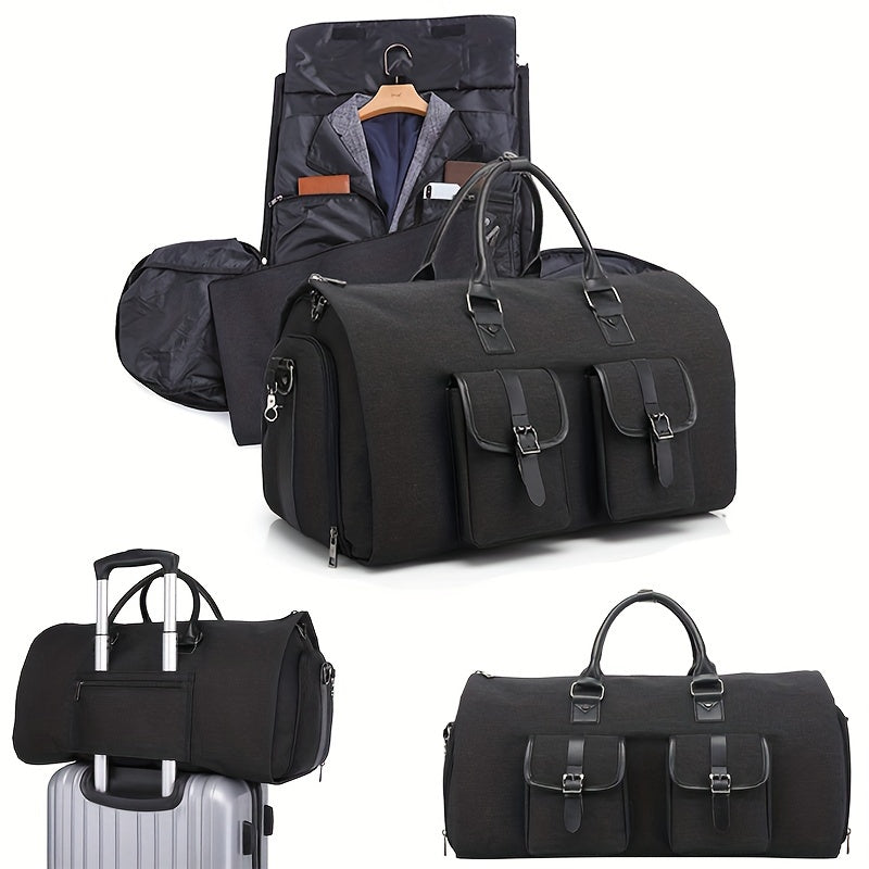 Men's Large Capacity Suit Luggage Bag Made of PU Nylon for Business Trips