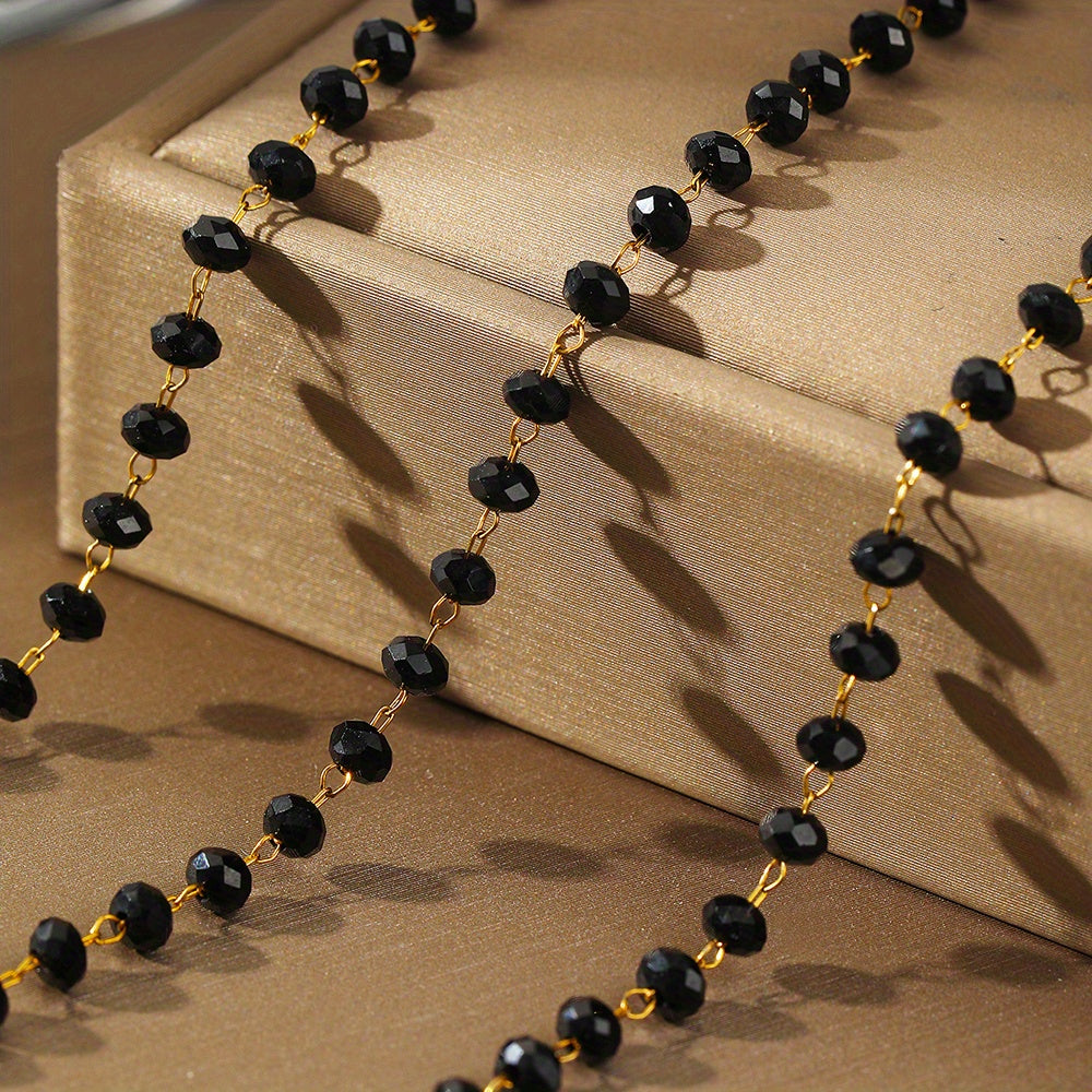 Black Imitation Pearl Jewelry Set for Women Necklace and Bracelet