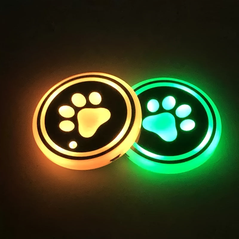 LED Car Cup Holder Neon Light Intelligent Sensing Colorful Atmosphere Light with 7 Colors
