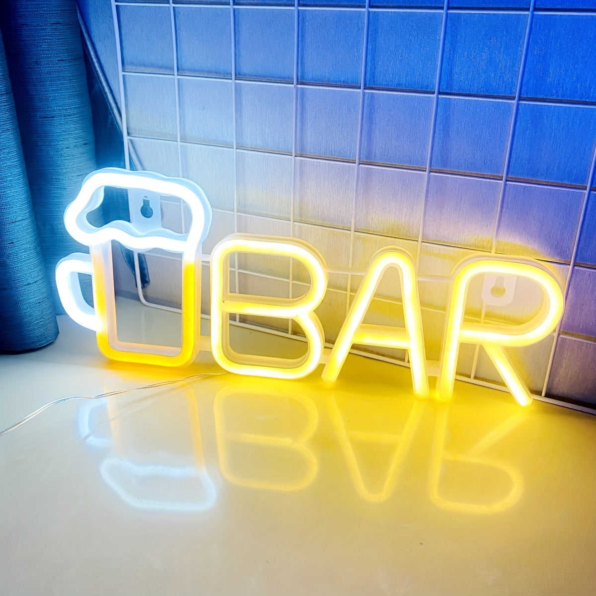 Pink Neon Beer Mug Wall Sign 35x14cm LED Light for Party Decor Bedroom Dorm