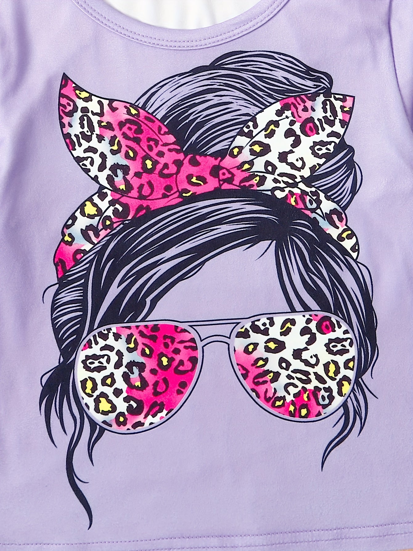 Girls' 2-Piece Spring and Autumn Set Long-Sleeved Top and Pants Digital Face Print