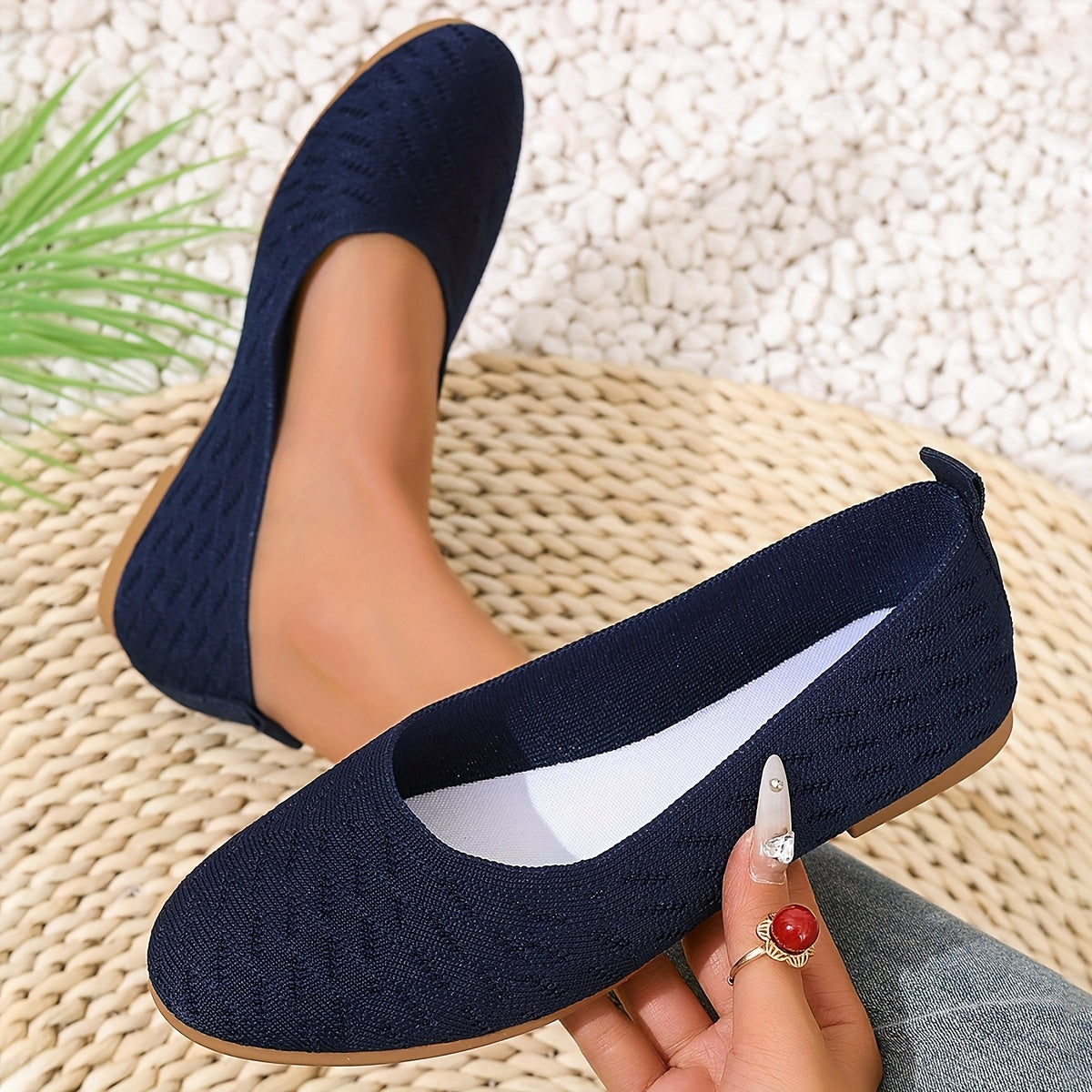 Women's Slip-On Flat Shoes Round Toe Breathable Fabric Casual All-Season