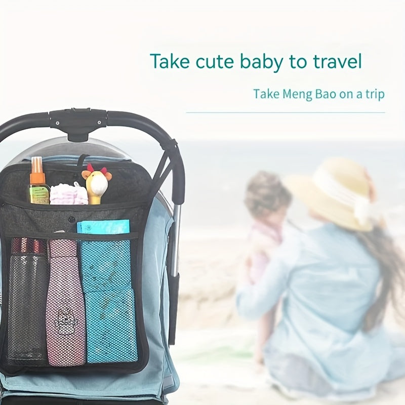 Bolsa organizadora para cochecito con bolsa de almacenamiento de malla de doble capa