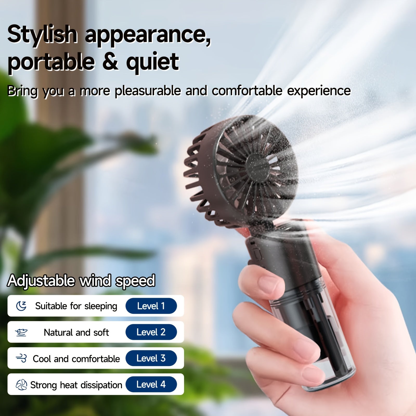 Mini Handheld Fan with Spray Mist Portable USB Rechargeable White Pink