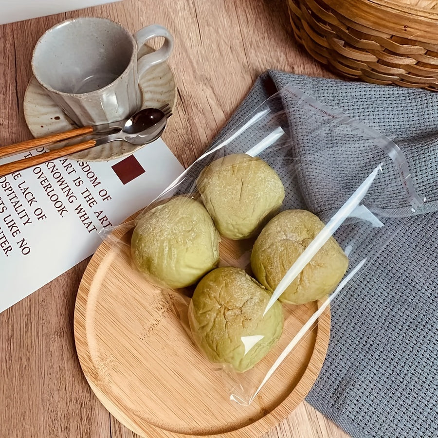 Juego de 100 bolsas transparentes OPP para panes, pasteles, galletas y postres