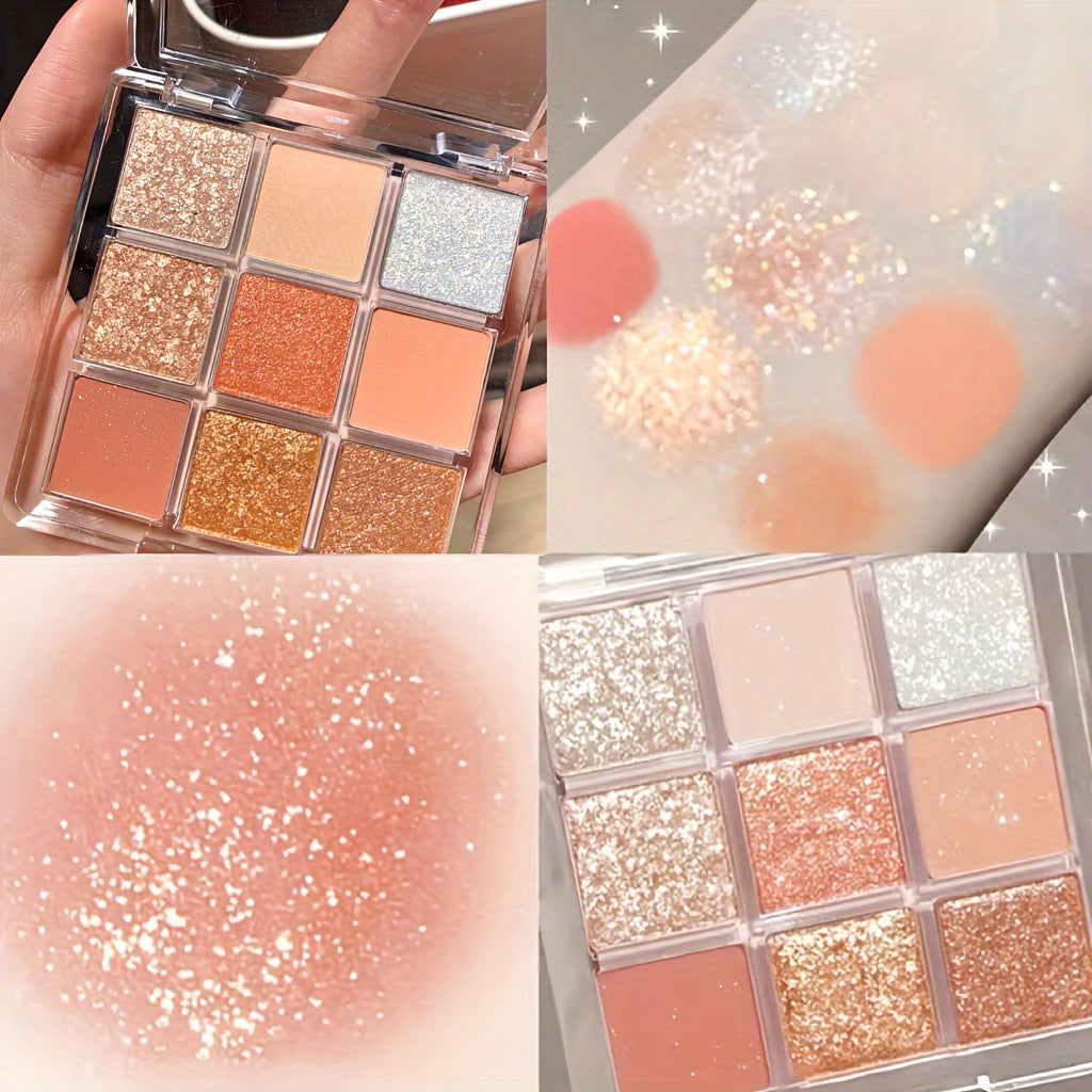 Paleta de sombras de ojos para mujer, paleta de 9 colores, cielo estrellado, mate, brillo, glitter, maquillaje