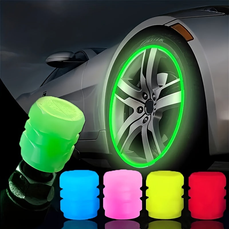 Universal Fluorescent Valve Stem Cap Set 4/8/12 Pcs Car Luminous Caps