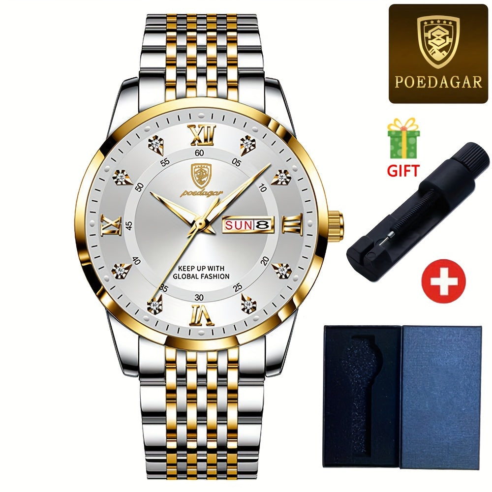Men's Waterproof Luminous Quartz Chronograph Wristwatch for Business and Sports