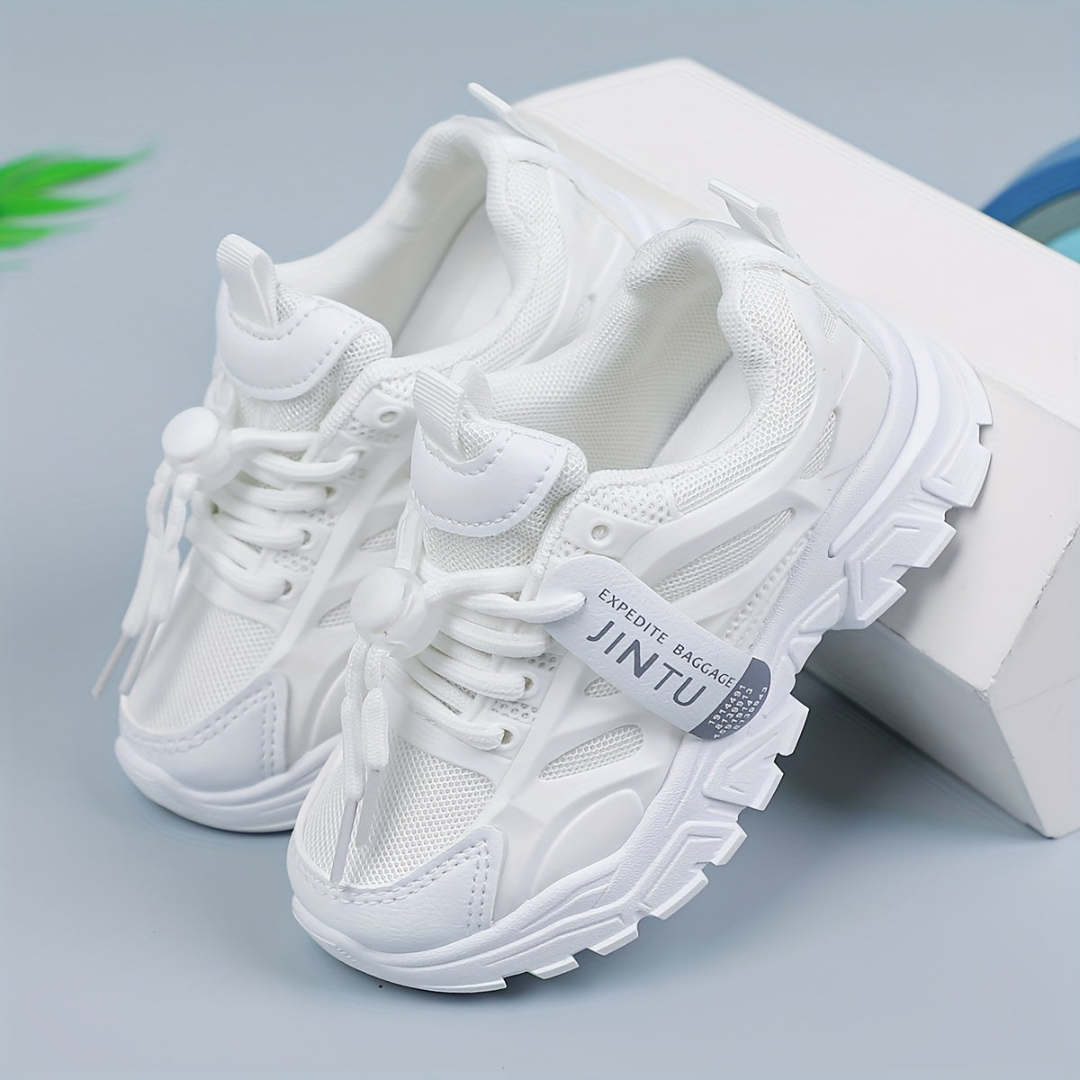 Girls White Mesh Sneakers for Casual Running All-Season with Rubber Sole