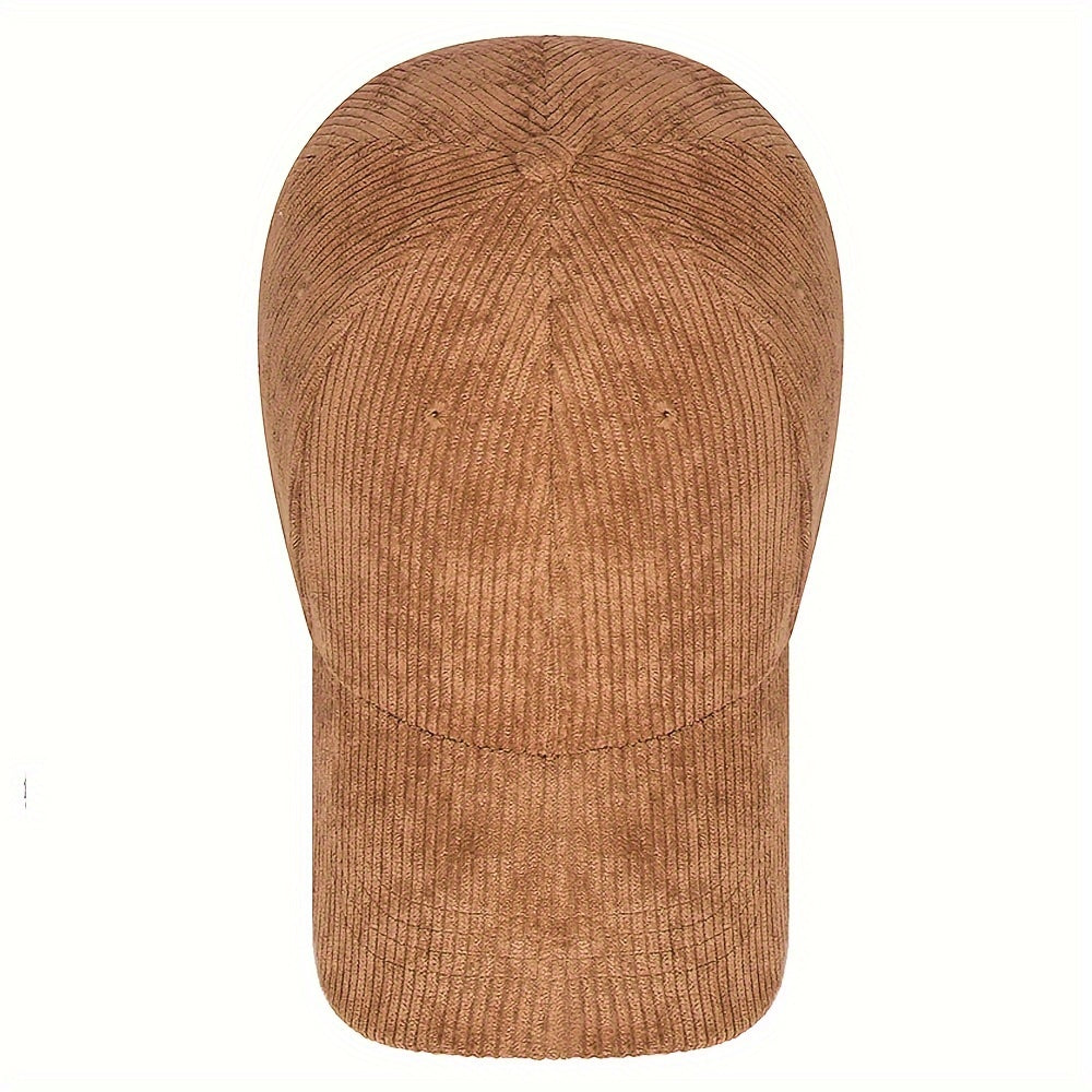 Chiziqli korduroy beysbol shlyapasi, sozlanadigan snapback, havo o'tkazuvchi, mashinada yuvish mumkin, bir nechta ranglarda mavjud.