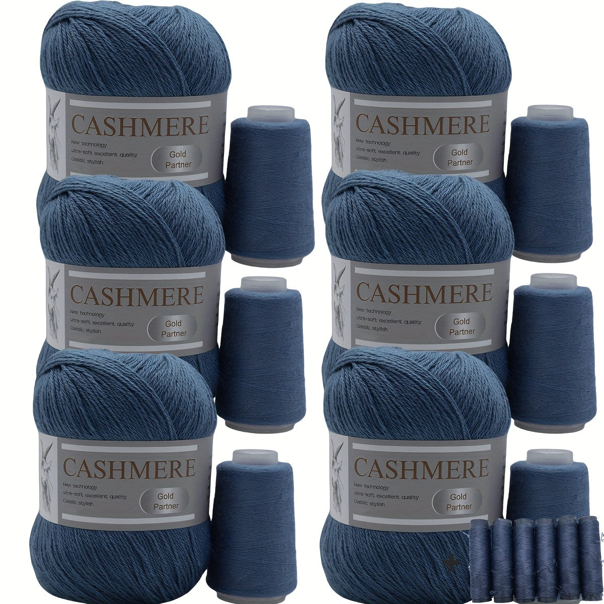 Luxurious Cashmere Yarn Set for Knitting and Crocheting Multicolored 6-Pair Bundle
