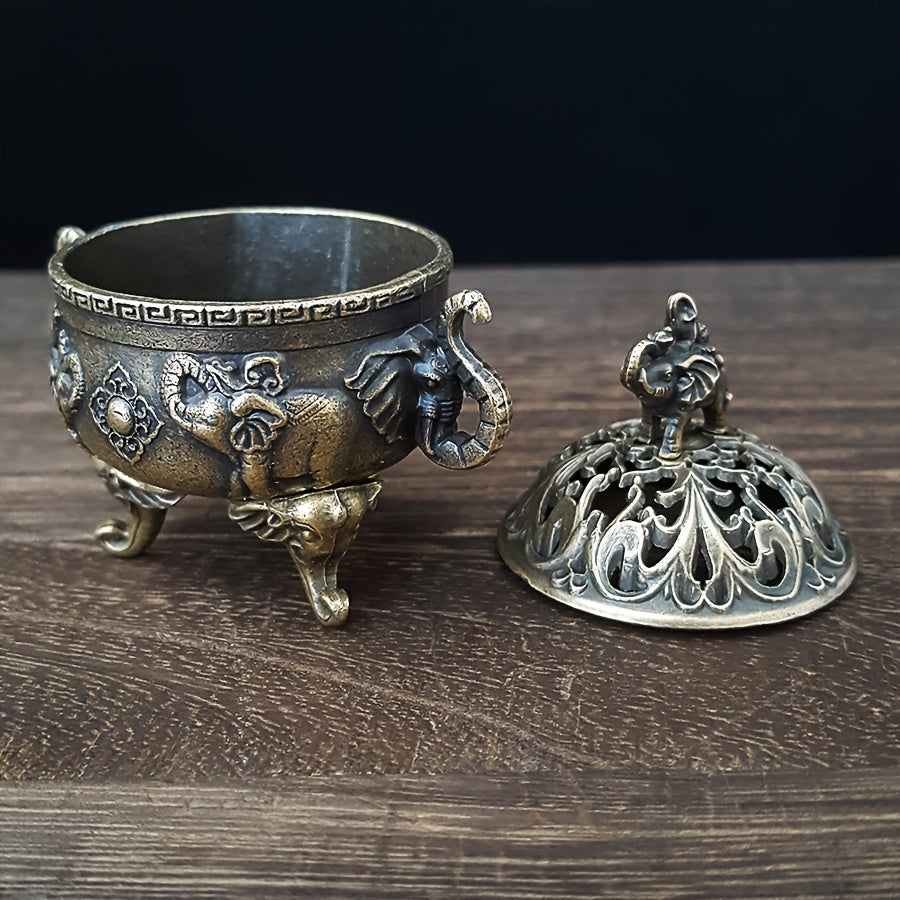 1 шт. Элефант с тремя ногами подставка для благовоний, металлический домашний декор, аксессуар для ароматерапии, идеально подходит для медитации, йоги и спа. Становится креативным подарком для различных случаев.