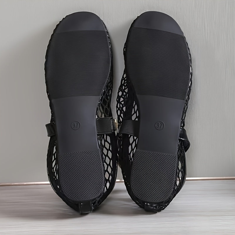 Women's Mesh Ballet Flats with Cutouts Black Summer 2025