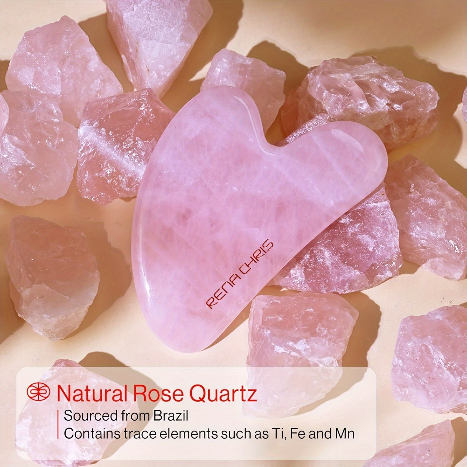 Natural Rose Quartz Gua Sha Facial Massage Tool for Skincare and Self-Care