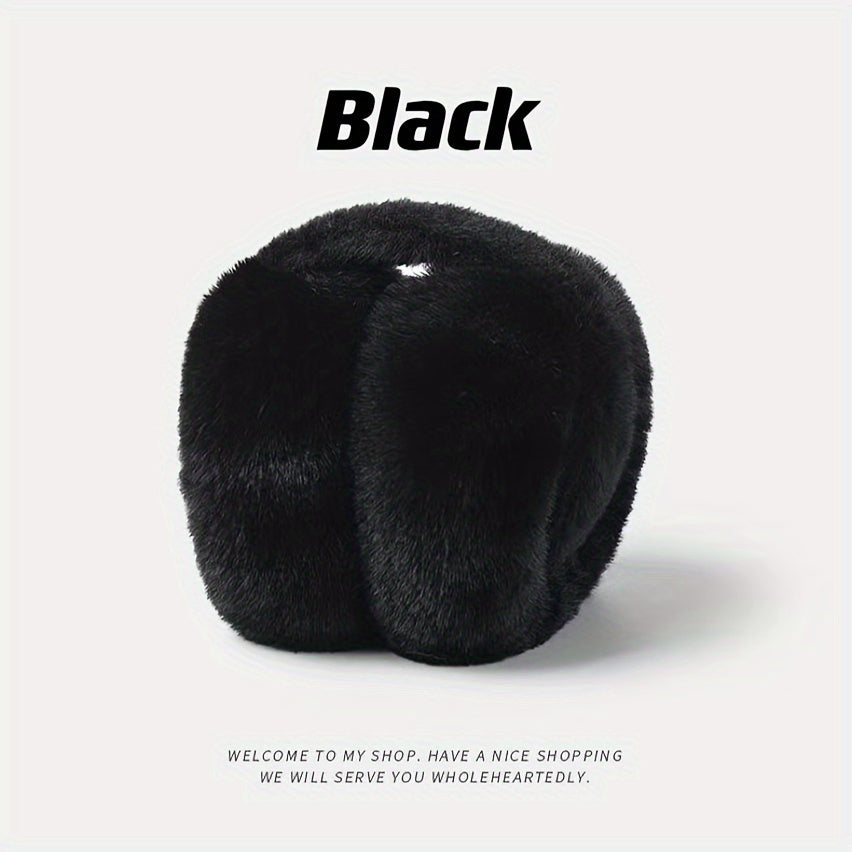 Soft Polyester Winter Earmuffs for Women, Cozy Fleece, Adjustable, Foldable