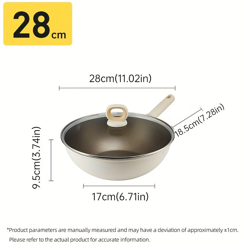 Titanium-Coated Non-Stick Wok Pan with Lid Induction Ready All Cooktops