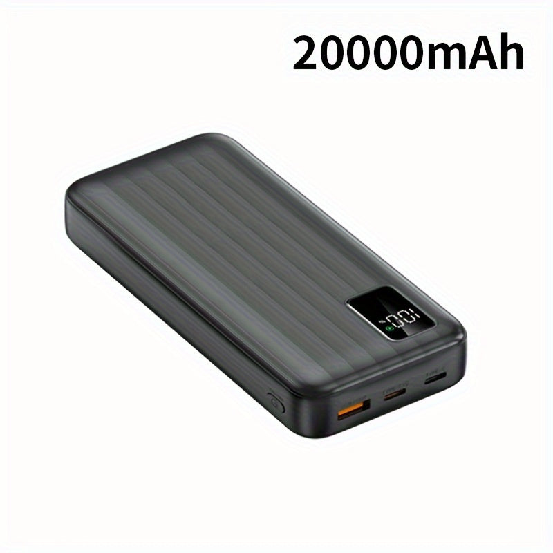 20000mAh Portable Power Bank with 22.5W Fast Charging USB Type-C LED Display Dual Input Output Compact