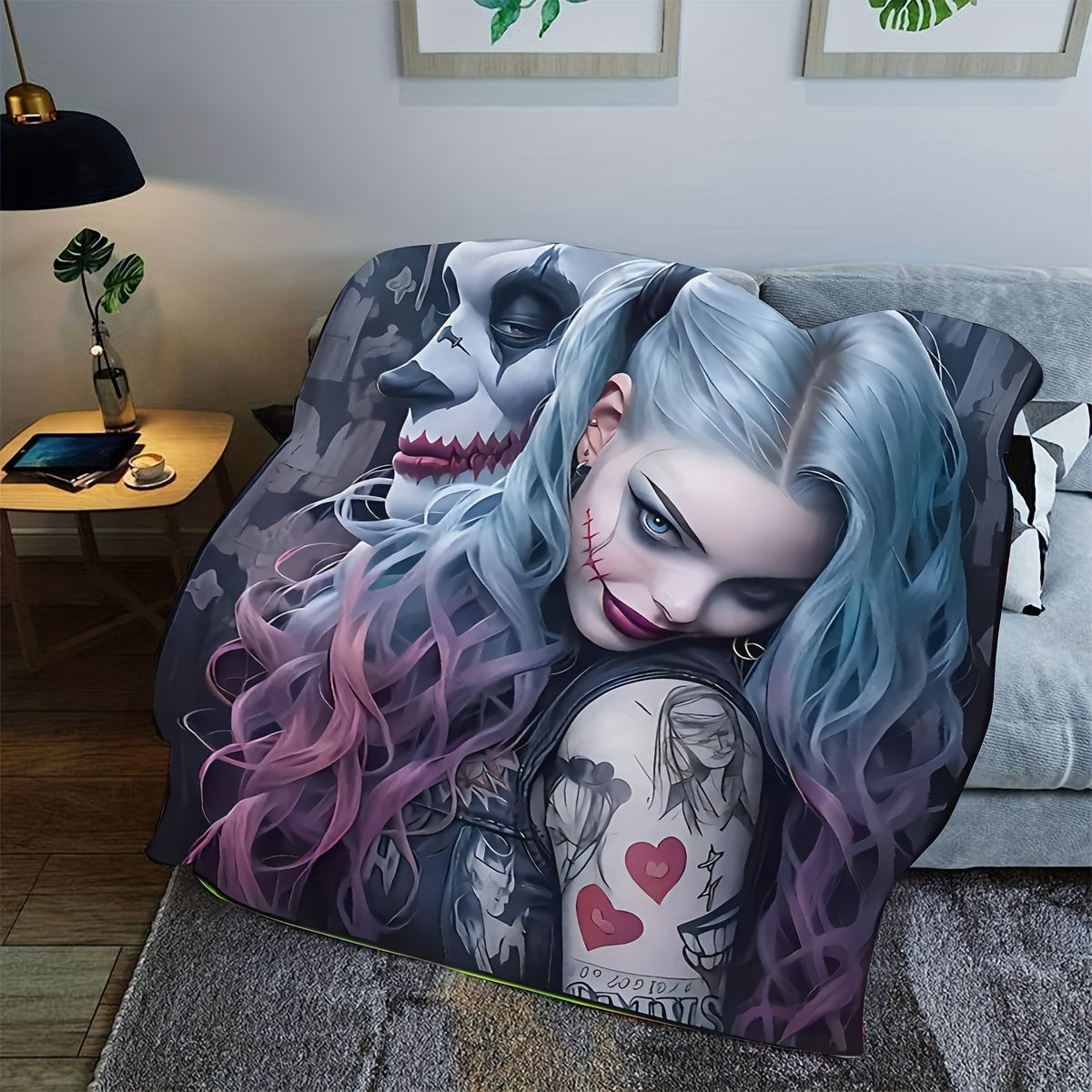 Cozy Clown-Themed Halloween Flannel Blanket for Couch Bed Camping and Travel