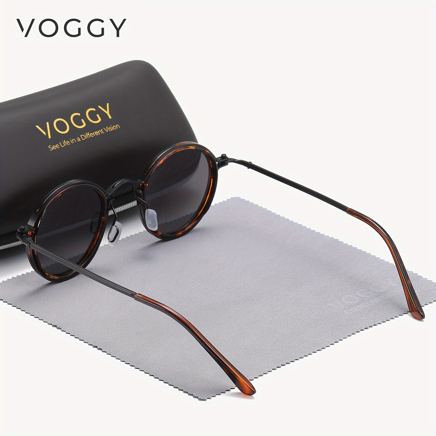 Retro Metal Polarized Round Sunglasses for Men and Women Black Frame Brown Tortoiseshell UV400