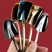 Set of 8 Mini Stainless Steel Shovel Spoons for Desserts Coffee Fruit Ice Cream