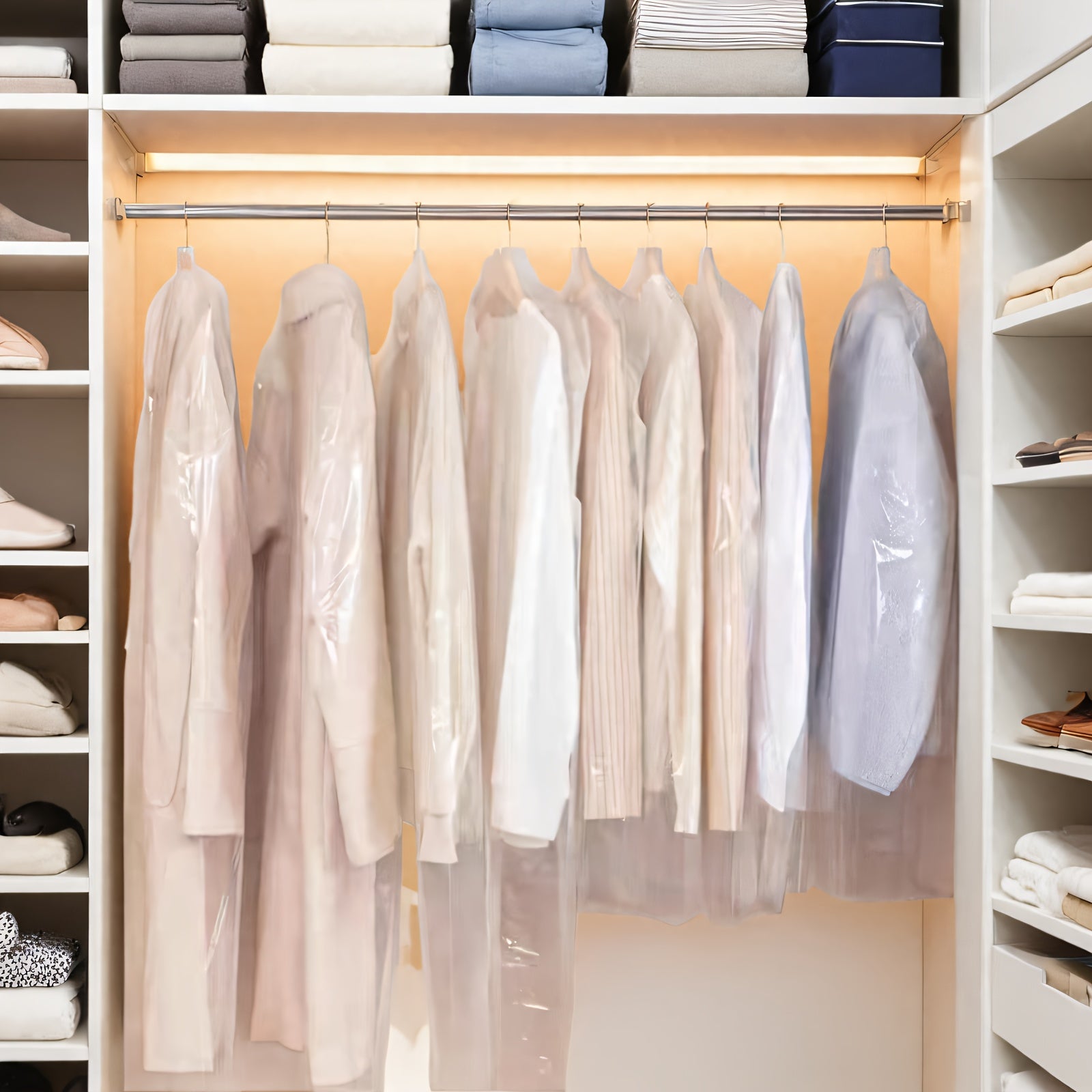 Pack de 20 bolsas de plástico transparente para ropa, organizador de armario