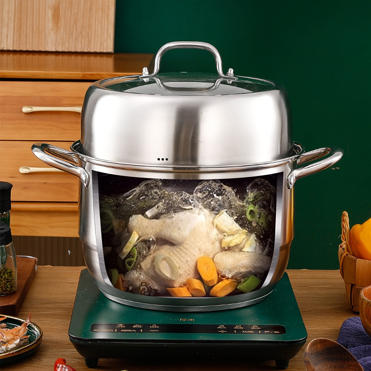 Stainless Steel Multi-Layer Steamer Set 2 or 3 Layers Induction Gas Stove Compatible