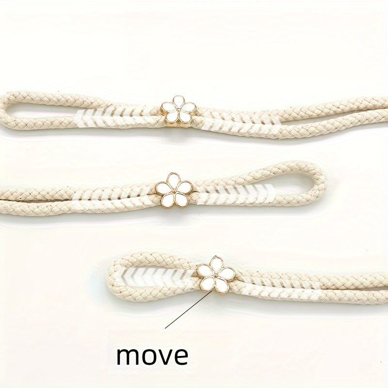 Set of 2 Adjustable Polyester Curtain Tiebacks with Decorative Flower Design