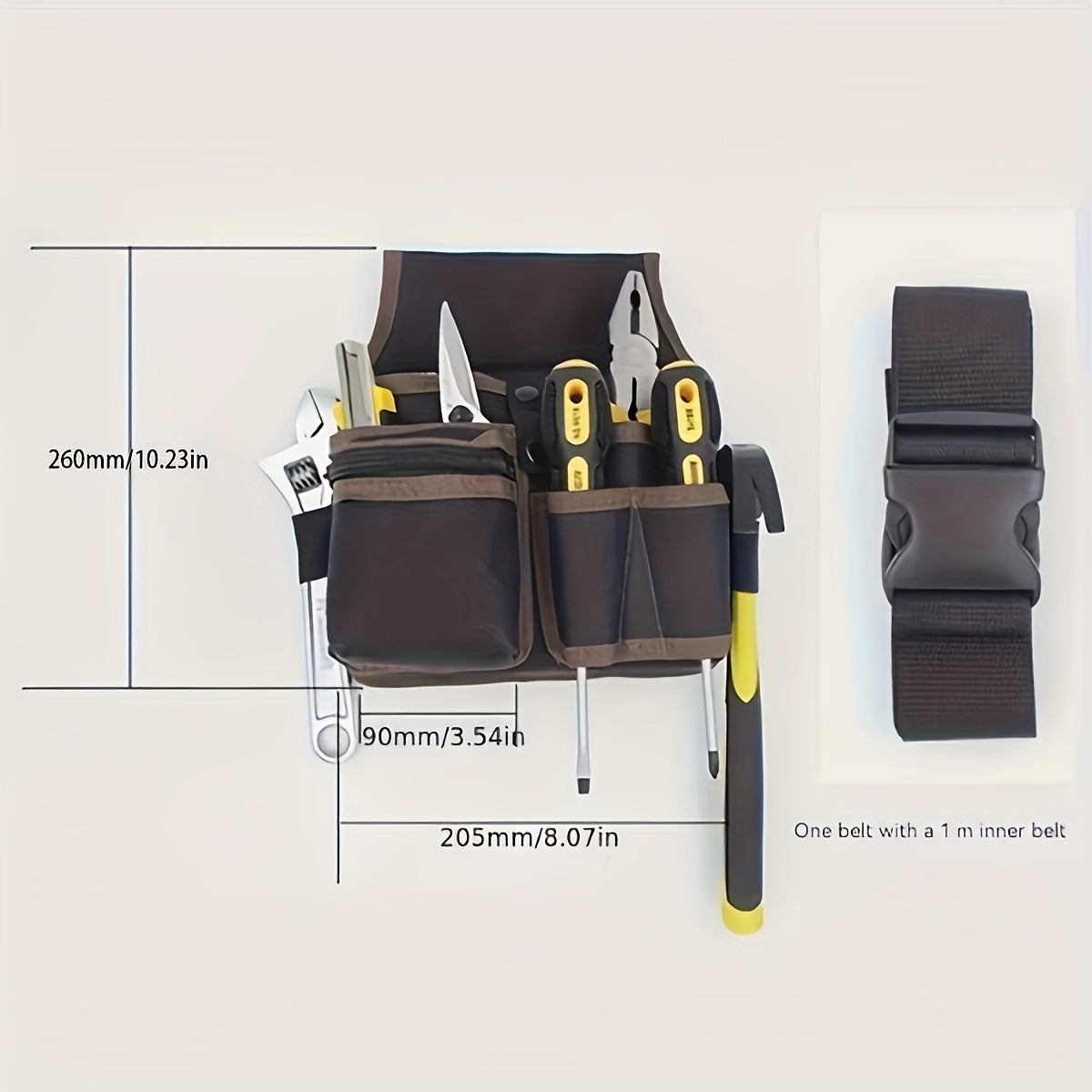 Black Electrician Tool Belt with Multiple Pockets for Hanging on Waist