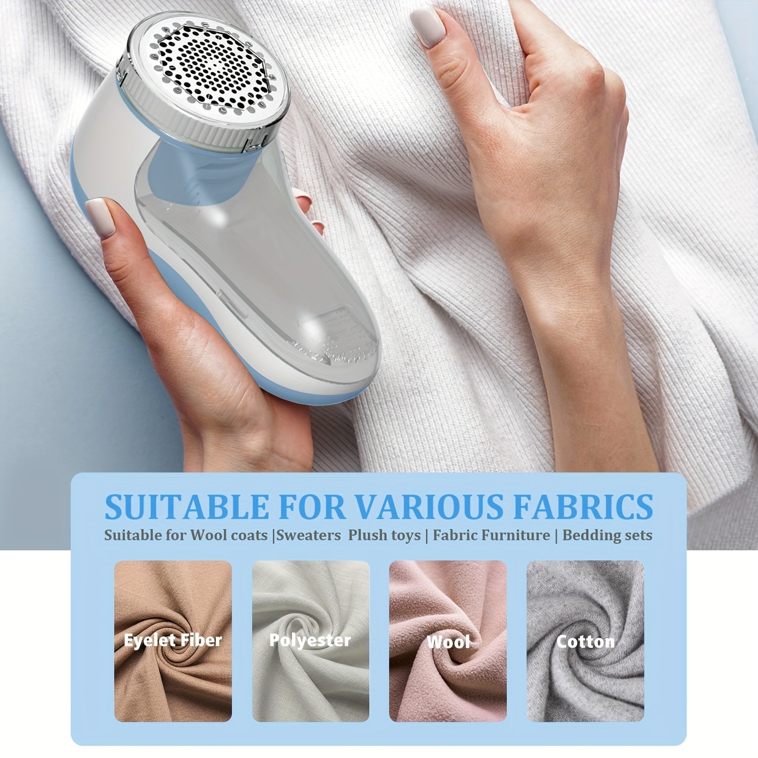 Portable USB Rechargeable Fabric Shaver for Removing Lint Fuzz Pills from Clothes Upholstery