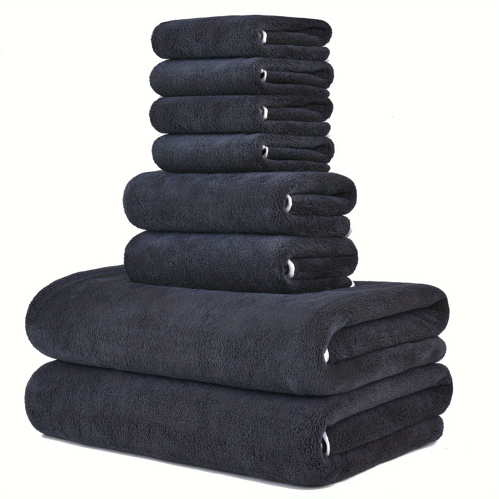 Microfiber Bath Towel Set 8 Pieces Quick Dry Highly Absorbent Lightweight
