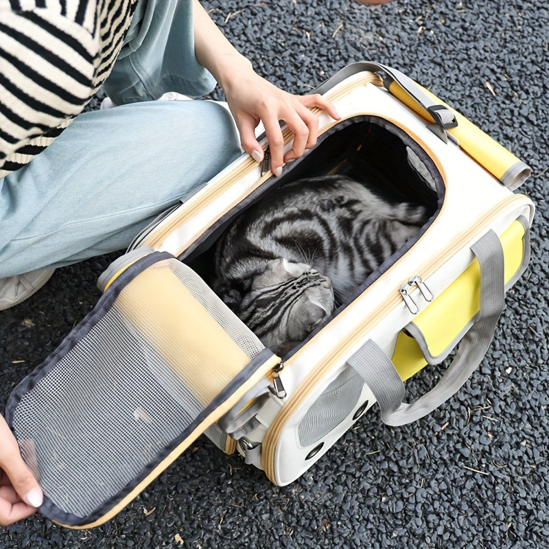 Lightweight Breathable Durable Foldable Cat Carrier with Zipper Closure