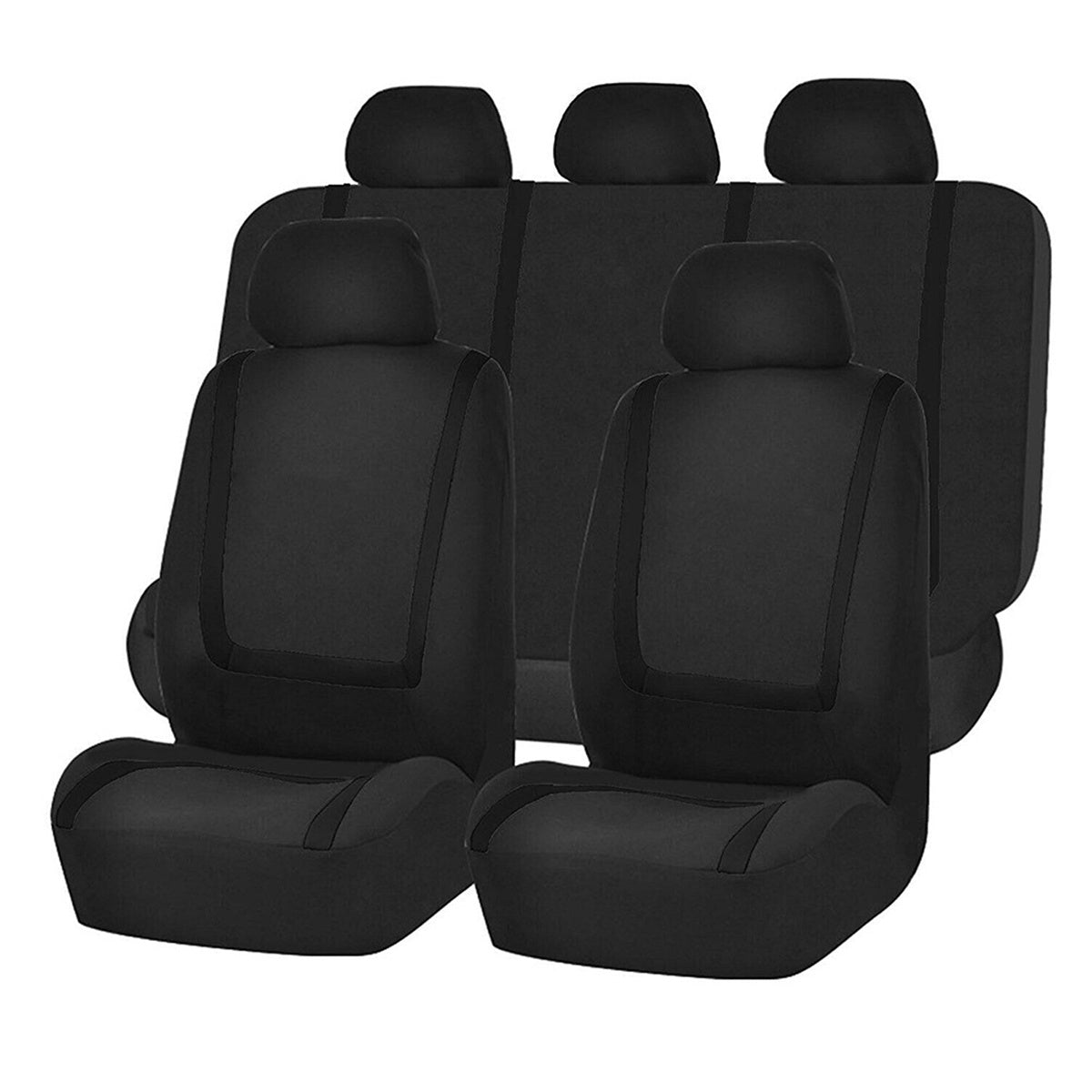 Car Seat Cover Set Black Polyester Sponge U-Shaped Splice 9pcs