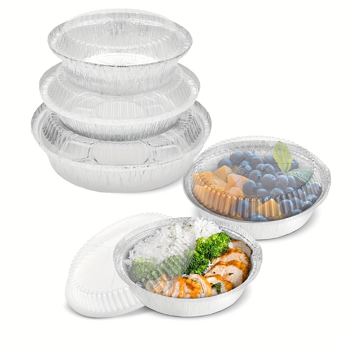 Disposable Aluminum Baking Containers with Lids 10 or 30 Pack for Cooking and Storage