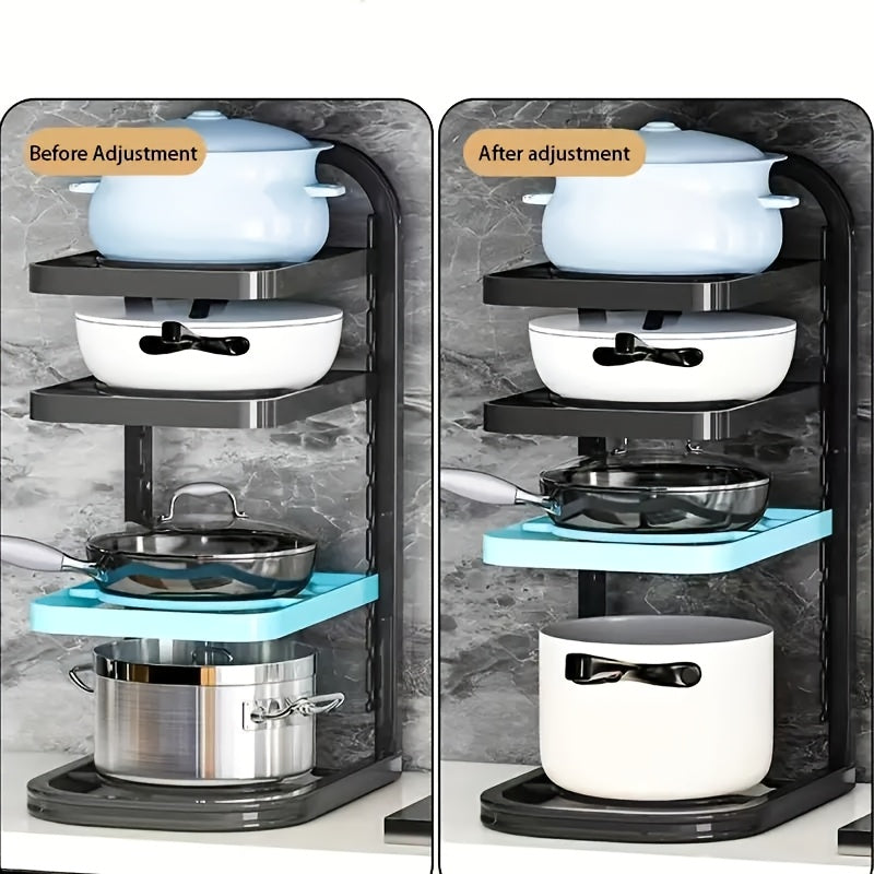 Estantes de cocina de múltiples capas para almacenamiento bajo fregadero con soportes para ollas ajustables en altura de acero inoxidable