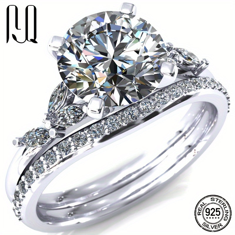 2 ta halqadan iborat noyob to'plam, D rangli Moissanite toshlari, sertifikat, qora karta va belgi kodi. Asosiy tosh 3 karat, ikkilamchi olmoslar umumiy 0.588 karat. 6 dona 1.5*3mm olmos va 24 dona 1.4mm olmosdan tayyorlangan.