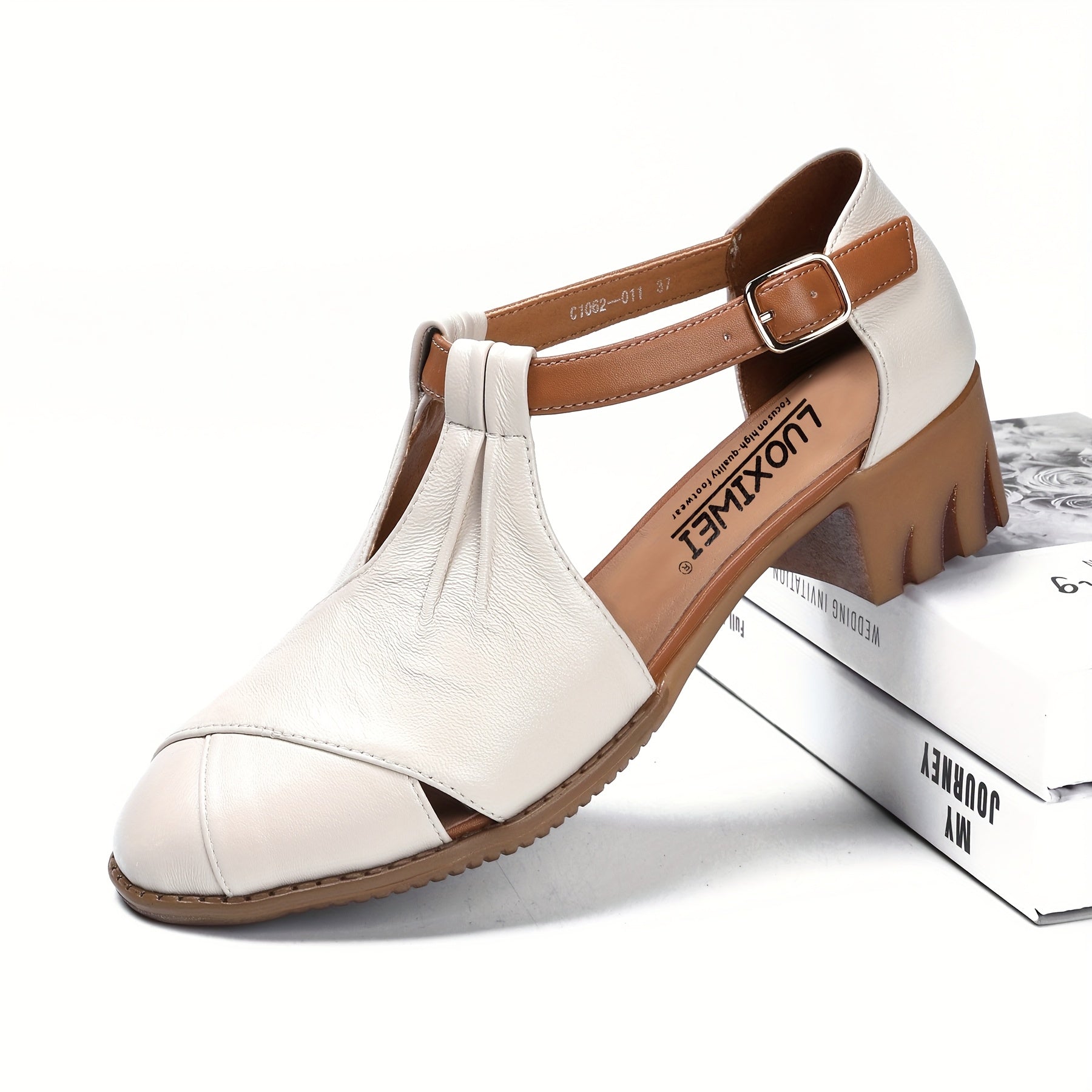 Women's Roman Sandals Cushioned PU Insole Non-Slip Rubber Sole Beige Summer