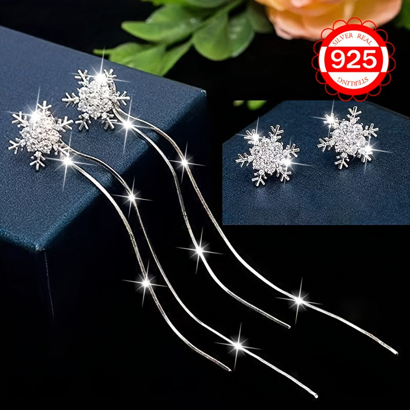Women's Silver Snowflake Earrings Hypoallergenic 925 Silver Versatile Jewelry for Daily and Special Occasions
