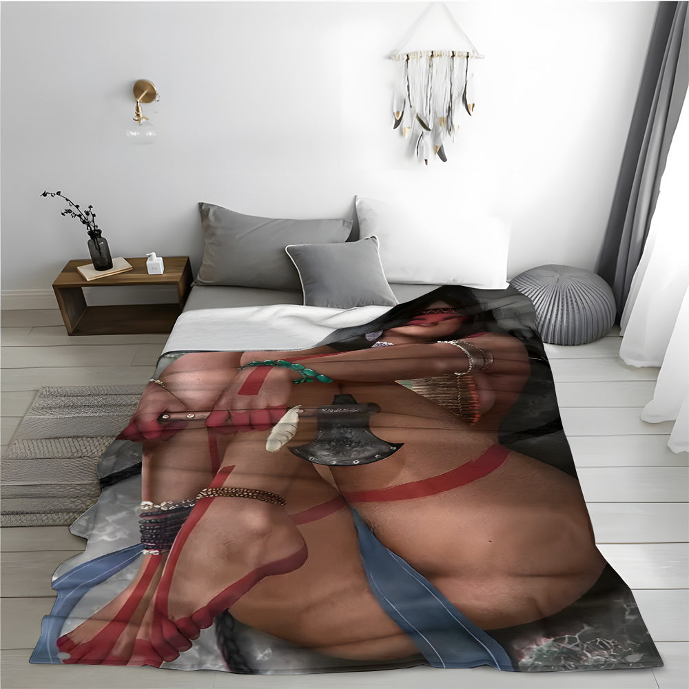 Knitted Polyester Flannel Throw Blanket Stain-Resistant Cozy for Living Room Bedroom Outdoor