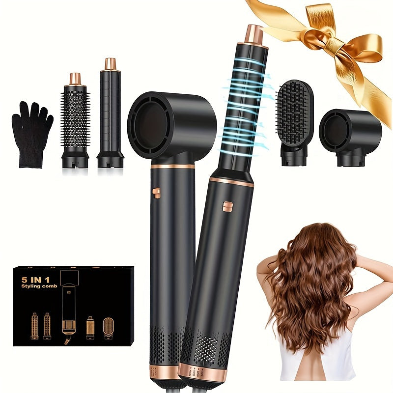 5-in-1 Hot Air Brush for Drying Straightening Curling Volumizing Hair Styling Tool