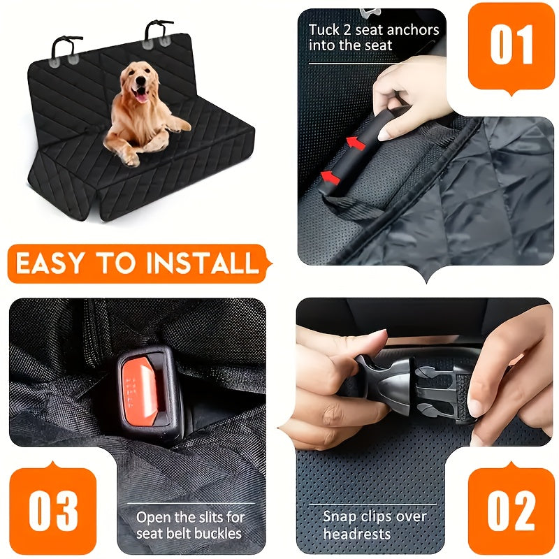 Waterproof Pet Car Seat Cover Anti-Slip Hair Spill Resistant Durable Fits All Vehicles