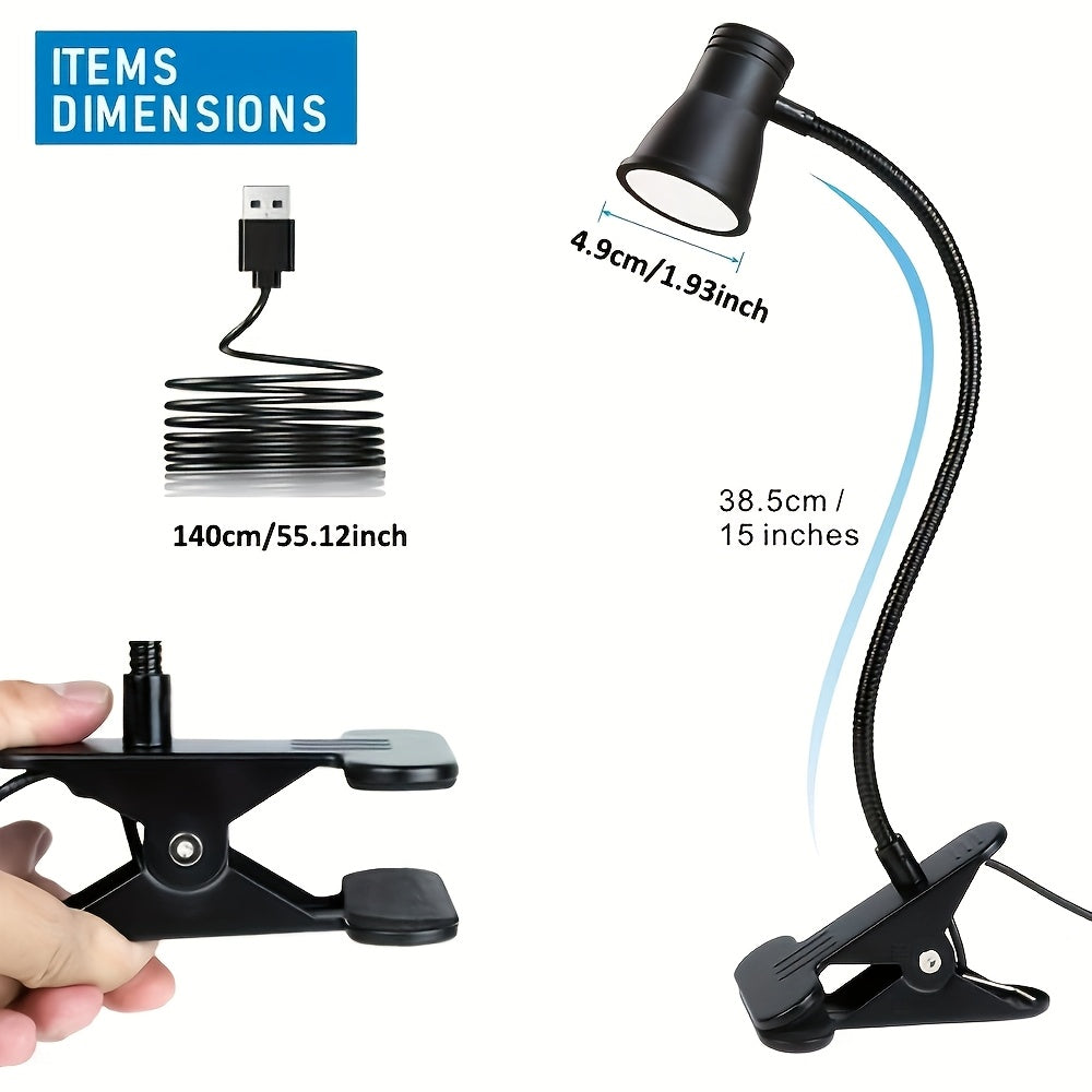Clip-On Desk Lamp with 360° Adjustable Arm USB Powered Dimmable Space Theme
