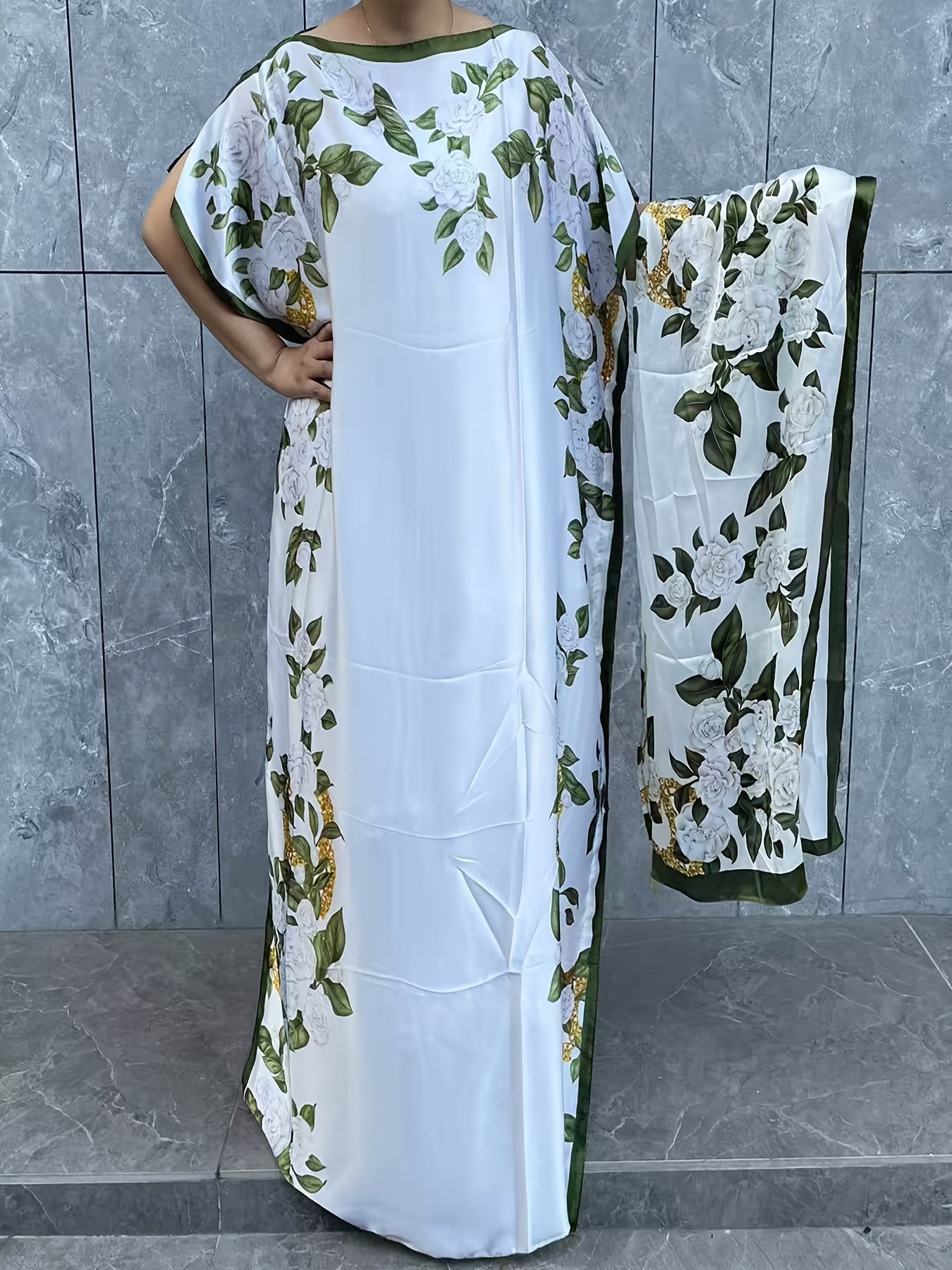 Plus Size Floral Print Longline Dress Breathable Boho Maxi for Women