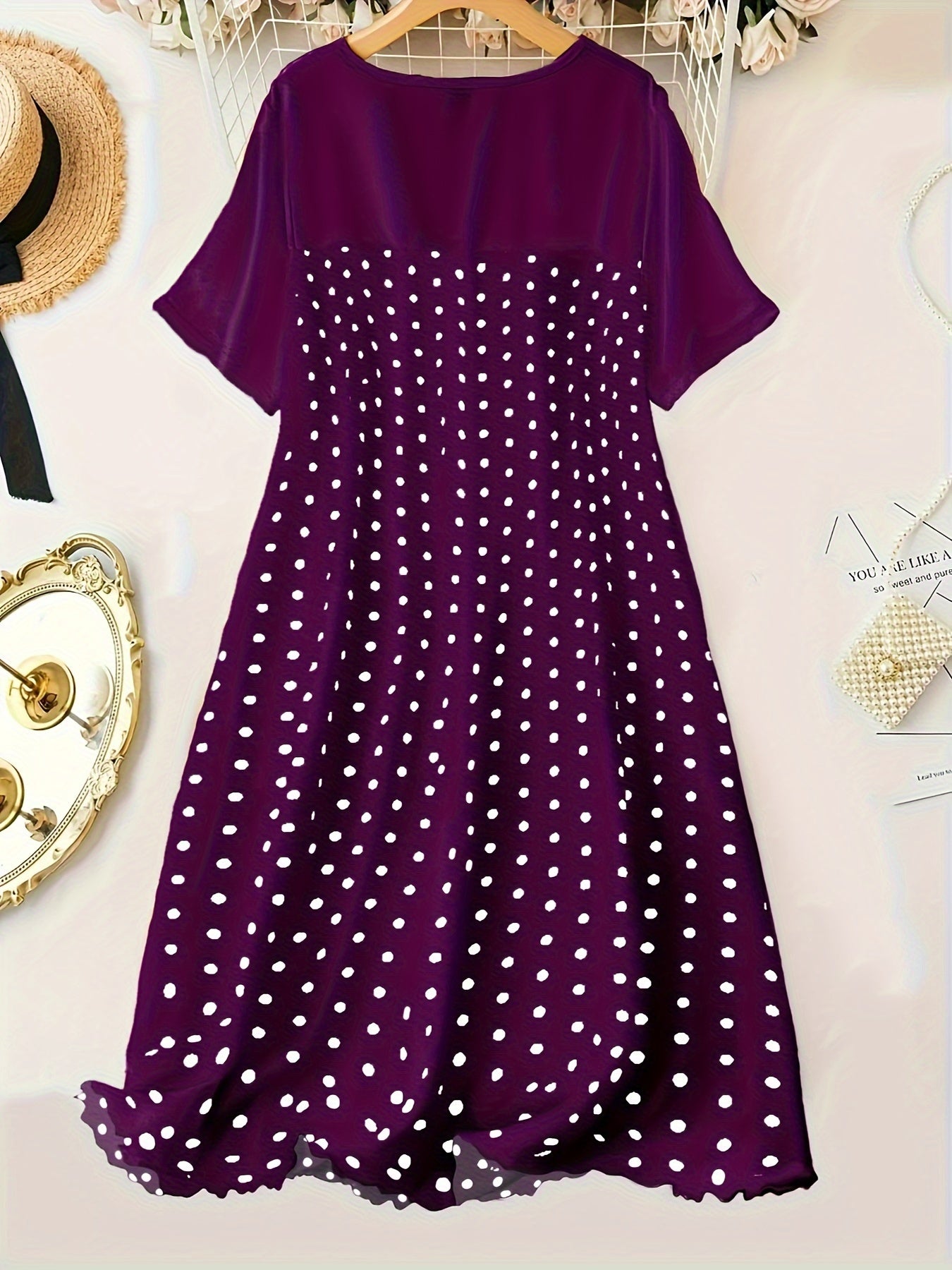 Plus Size Polka Dot Night Dresses 3 Pack Cotton-Polyester Lounge Wear