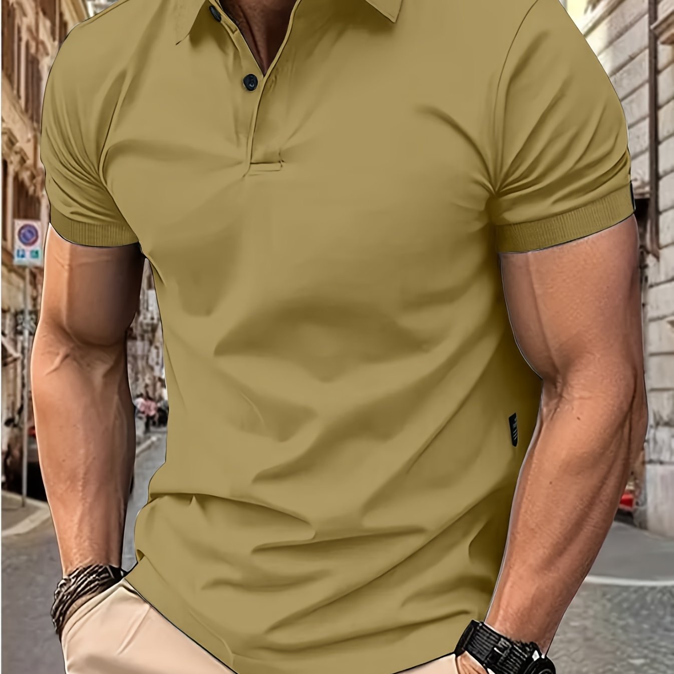 Men's Short Sleeve Solid Color Golf T-Shirt Summer Casual Business Leisure Polyester