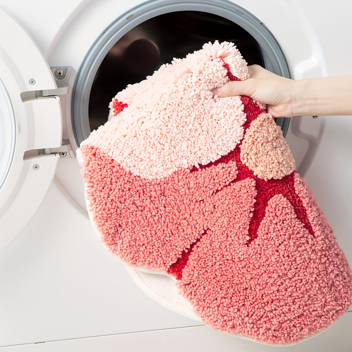 Ultra-Soft Faux Cashmere Bath Mat with Floral Pattern, Machine Washable, Bathroom Rug