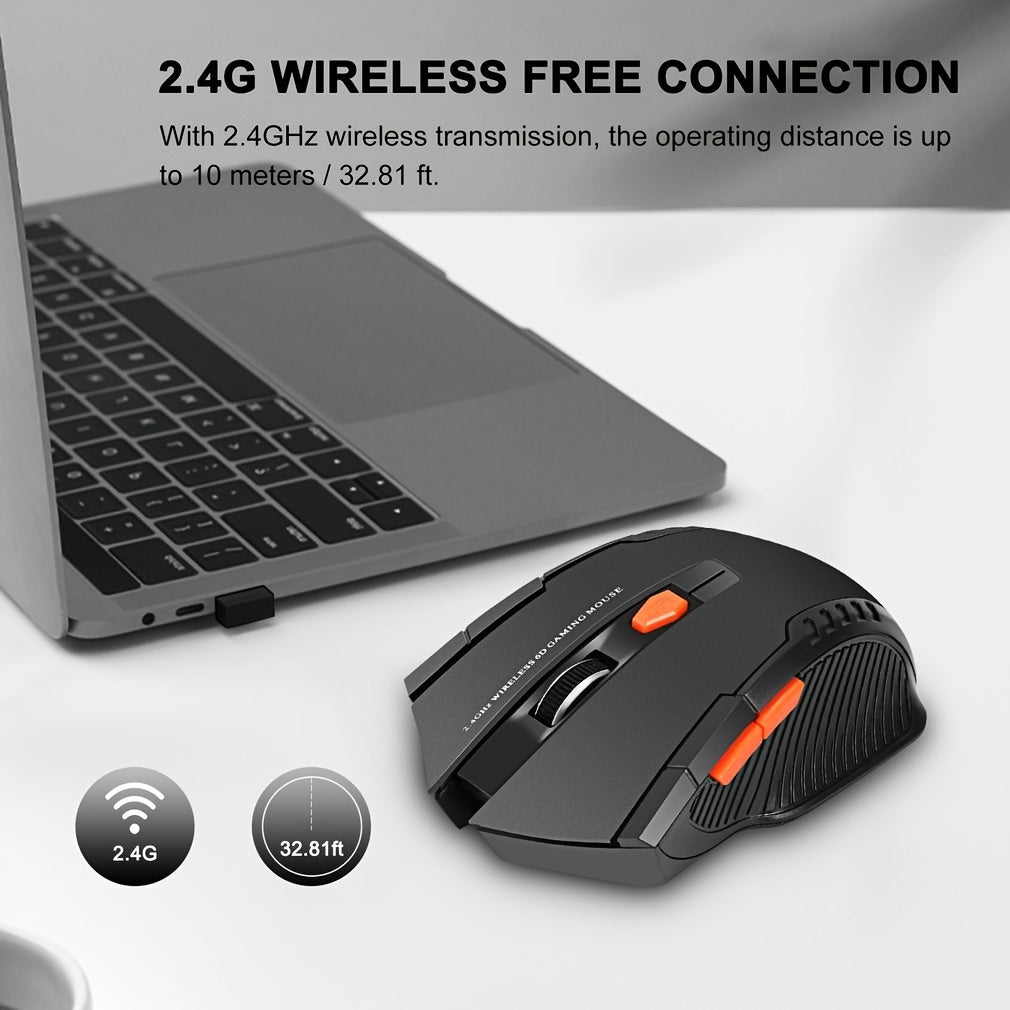 Ergonomic Wireless Gaming Mouse Adjustable DPI 2.4G Battery-Powered for Laptop PC