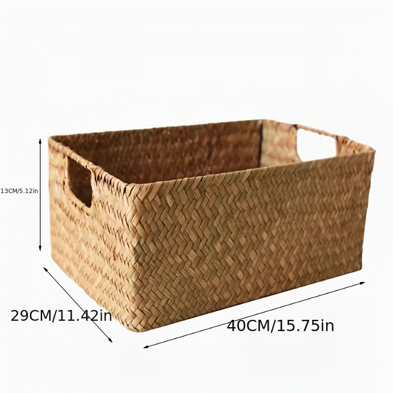 Shimoliy uslubda to‘g‘ri to‘g‘ri to‘qilgan saqlash savati, ish stoli yoki qishloq bezaklari uchun ideal, Janubiy Koreya IKEA dizaynidan ilhomlangan.